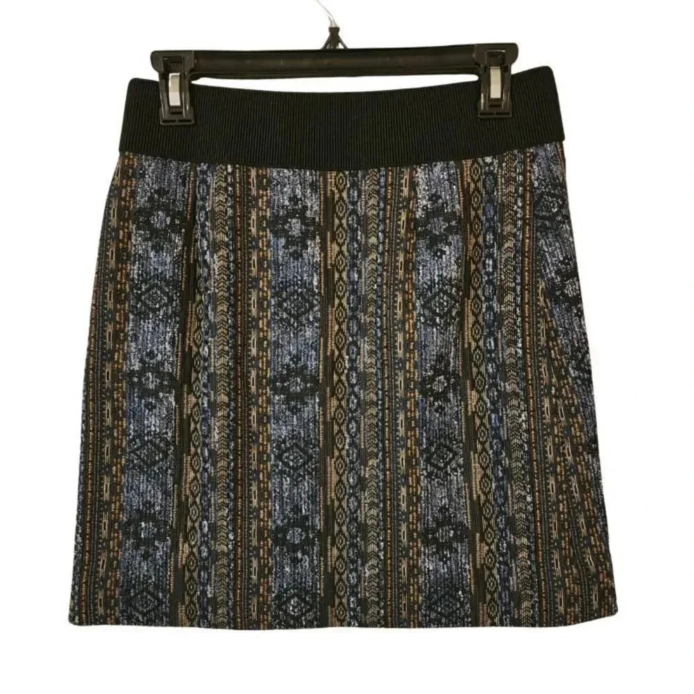 New $195 Etcetera Mini Skirt Women Size 0 Multicolor Southwestern Aztec A-Line
